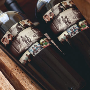 Rótulo De Garrafa De Cerveja Colagem de Fotos Escura dos Melhores Amigos do Mod