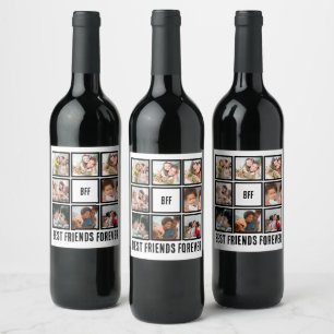 Rótulo De Garrafa De Cerveja Colagem de Fotos Personalizada BFF Melhores Amigos