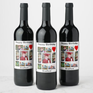Rótulo De Garrafa De Cerveja Colagem de Fotos Personalizada Moderna de Aniversá