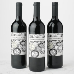 Rótulo De Garrafa De Cerveja Colagem de Relógio de Bolso Vitoriano Alice no Paí