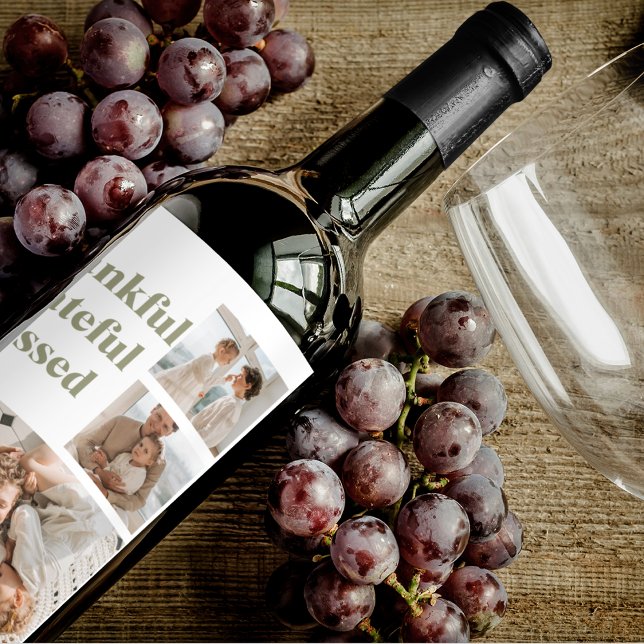 Rótulo De Garrafa De Cerveja Colagem Moderna Três Foto | Feliz Ação de Graças W (Criador carregado)