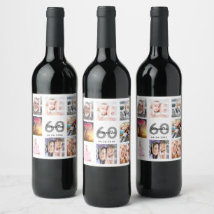 Rótulo De Garrafa De Cerveja Colagem personalizada de fotos de 60 anos e fabulo