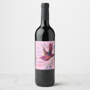 Rótulo De Garrafa De Cerveja Colibri vermelho rosado