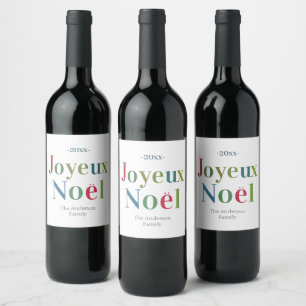 Rótulo De Garrafa De Cerveja Colorida Joyeux Noel Natal Francês