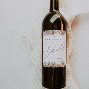 Rótulo De Garrafa De Cerveja Colorida Wildflower   Proposta Bridesmaid