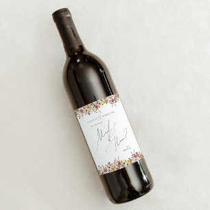 Rótulo De Garrafa De Cerveja Colorida Wildflower Proposta de Madrinha de casa