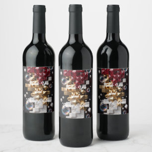 Rótulo De Garrafa De Cerveja Coluna Mosaico de Natal Futurista 3D