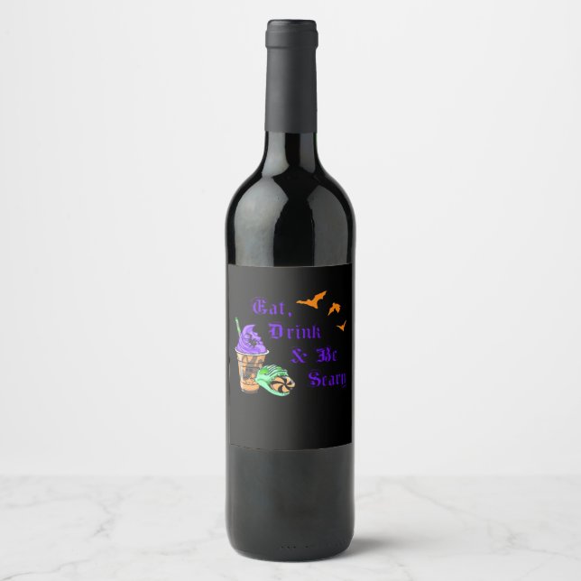Rótulo De Garrafa De Cerveja Coma, Beba E Seja Assustador Halloween Minimal Lim (Frente)