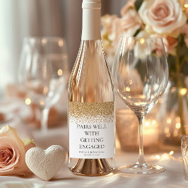 Rótulo De Garrafa De Cerveja Combina Bem com Noivado Dourado Brilho