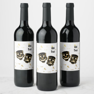 Rótulo De Garrafa De Cerveja Comédia brilhante Dourada negra e tragédia perso