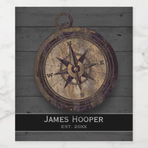 Rótulo De Garrafa De Cerveja Compasso de Brown do vintage