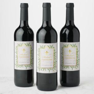 Rótulo De Garrafa De Cerveja Confirmação Greenery Faux Dourado Marble Botâni