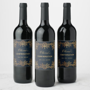 Rótulo De Garrafa De Cerveja Confirmação Marinho Vintage Azul Vintage Vines D