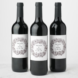 Rótulo De Garrafa De Cerveja Conjunto de Vinhetas Florais Modernas