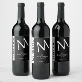 Rótulo De Garrafa De Cerveja Contemporâneo Preto e Branco