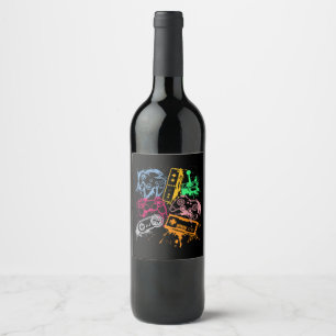 Rótulo De Garrafa De Cerveja Controles de Consoles de Videojogos Retro 80's 90'