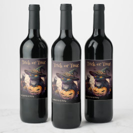 Rótulo De Garrafa De Cerveja Convite à Festa de Halloween de Gato Negro e Abóbo
