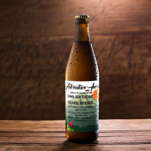 Rótulo De Garrafa De Cerveja Convite de Aniversário para Montanha e Floresta