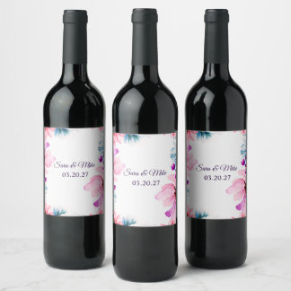 Rótulo De Garrafa De Cerveja Convite de Casamento Romântico com Flora em Rosa e