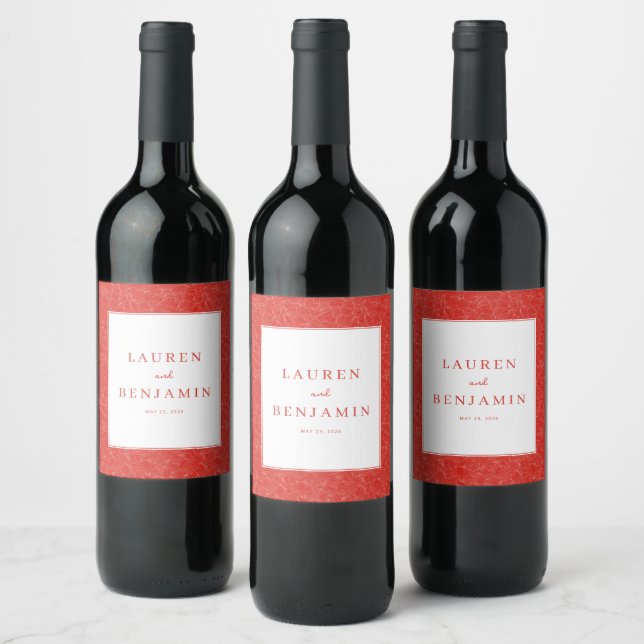 Rótulo De Garrafa De Cerveja Convite de Casamento Vermelho Sofisticado (Garrafas)