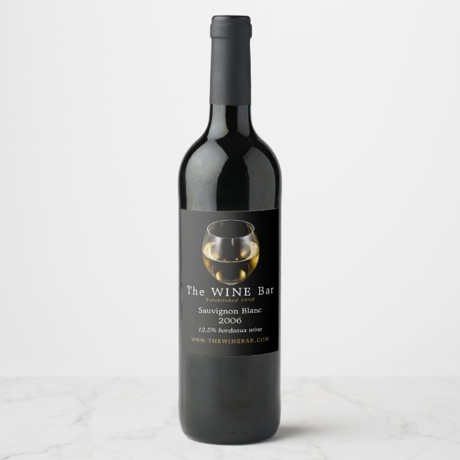 Rótulo De Garrafa De Cerveja Copo de Vinho Branco, Bar de Vinho/Quinta de Vinho (Frente)