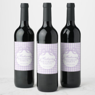 Rótulo De Garrafa De Cerveja Coquete Ginga Roxo Festa de Aniversário com Laço