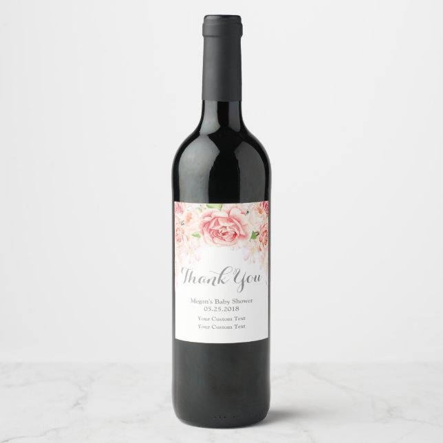 Rótulo De Garrafa De Cerveja Cor de Água Rosa Vinho Floral Chá de fraldas (Frente)