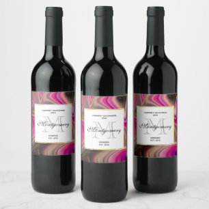 Rótulo De Garrafa De Cerveja Cor-de-rosa e preto com Fazer de vinho de pássar