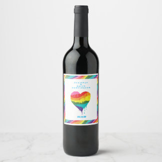 Rótulo De Garrafa De Cerveja Coração Arco-Íris LGBT Personalizado