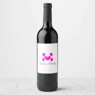Rótulo De Garrafa De Cerveja Coração de cachorro pata rosa animal de estimação