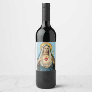 Rótulo De Garrafa De Cerveja Coração de Maria Nossa Senhora Maria Santa Mãe 