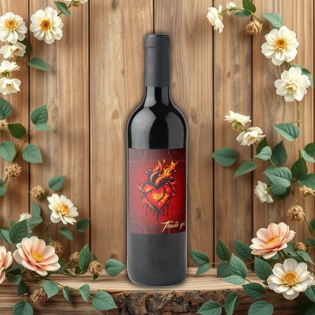 Rótulo De Garrafa De Cerveja Coração inflamável. (Criador carregado)