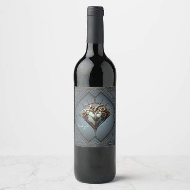 Rótulo De Garrafa De Cerveja Coração steampunk fascinante (Frente)