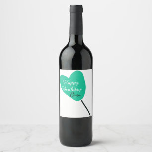 Rótulo De Garrafa De Cerveja Coração verde feliz aniversário branco balão preto