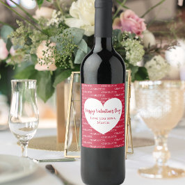 Rótulo De Garrafa De Cerveja Corações brancos vermelhos nome Dia de os namorado