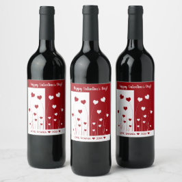 Rótulo De Garrafa De Cerveja Corações de Amor Vermelho Romântico Moderno