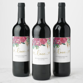 Rótulo De Garrafa De Cerveja Corações Douradas Elegantes Florais Elegantes Mage