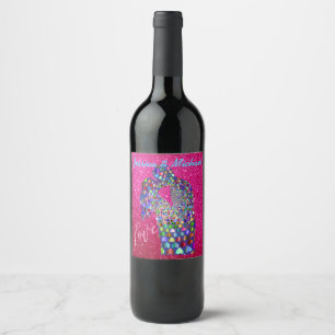 Rótulo De Garrafa De Cerveja Corações Prismáticos Coloridos Silhueta Casal Fusc