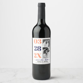 Rótulo De Garrafa De Cerveja Coral e duas fotos azuis Salvem a data