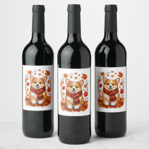Rótulo De Garrafa De Cerveja Corgi Dog Aconchegante de Outono