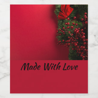 Rótulo De Garrafa De Cerveja coroa de natal com bagas vermelhas