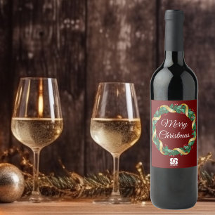 Rótulo De Garrafa De Cerveja Coroa de Natal Vermelha Festa da Empresa com Logot