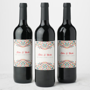 Rótulo De Garrafa De Cerveja Coroa Floral Romântica Moderna e Elegante Casament