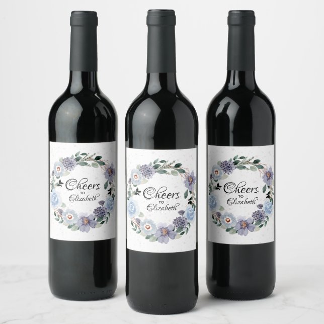 Rótulo De Garrafa De Cerveja Coroa Floral Roxa para Chá de Noiva (Garrafas)