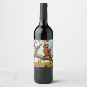 Rótulo De Garrafa De Cerveja Coruja no outono do Maple Design - Pássaro Incríve