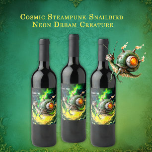 Rótulo De Garrafa De Cerveja Cosmic Steampunk Snailbird – Criatura de Sonho Neo