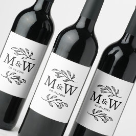 Rótulo De Garrafa De Cerveja Couple Monogram Wedding Date Elegant Botanical