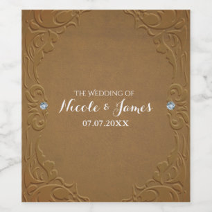 Rótulo De Garrafa De Cerveja Couro do falso de Brown & vinho rústico Glam dos