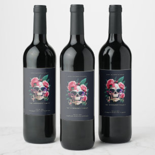 Rótulo De Garrafa De Cerveja Crânio Floral Faboolous Espetacular de Espanto Nom