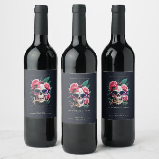 Rótulo De Garrafa De Cerveja Crânio Floral Faboolous Espetacular de Espanto Nom